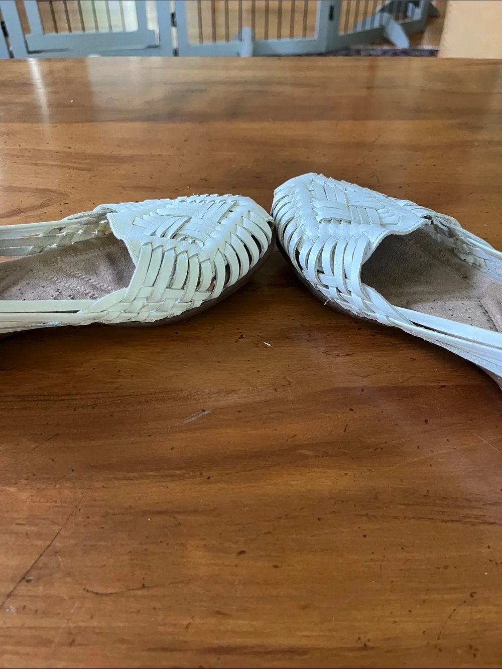 Naturalizer White Woven Leather Huarache Slip-On Ballet Flats